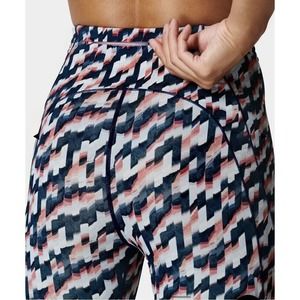 Sweaty Betty US 4 Rapid Run 7/8 Leggings Blue Spliced Mirage Abstract